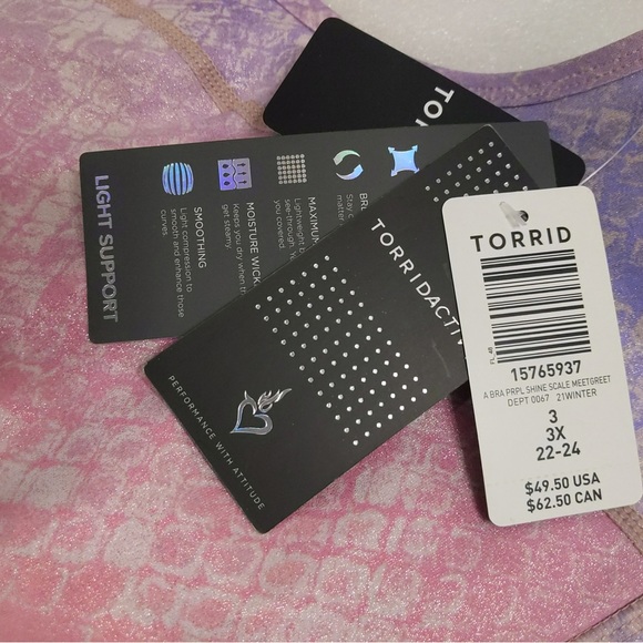 Torrid Longline Low Impact Sports Bra- Performance Core Purple Shine (updated) - Picture 13 of 15